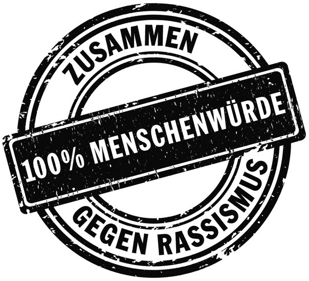 Logo Internationale Wochen gegen Rassismus "Zusammen gegen Rassismus - 100 % Menschenwürde"